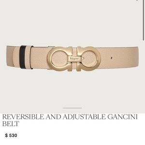 Ferragamo REVERSIBLE Belt (Nero & Macadamia colors)